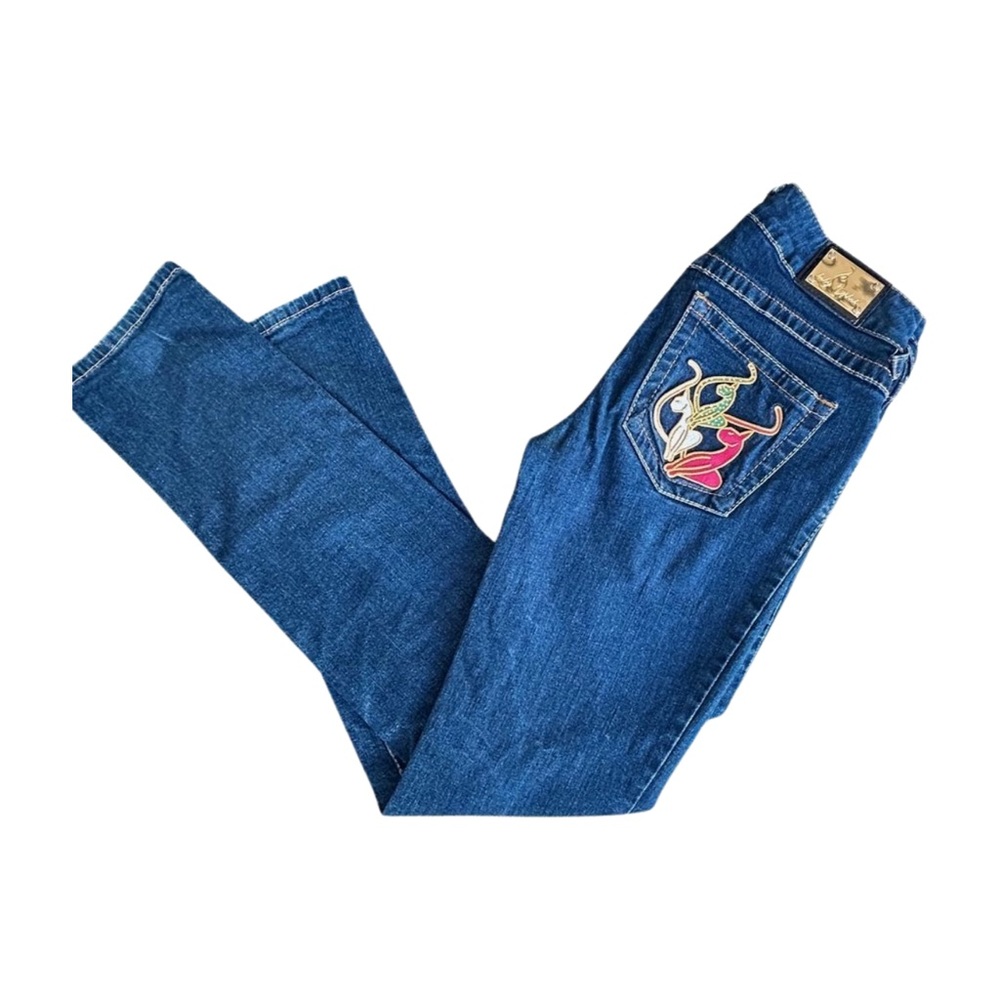 Baby Phat Y2K Embroidered Logo Pocket Jeans – Medium Wash – W26